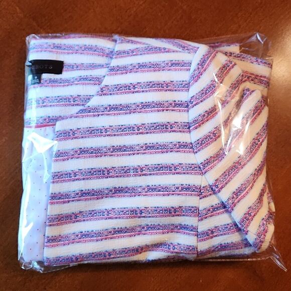 NEW Talbots Pastel Preppy Single Breasted Blazer Size 6 Pink Blue Cream Stripes - Picture 11 of 11
